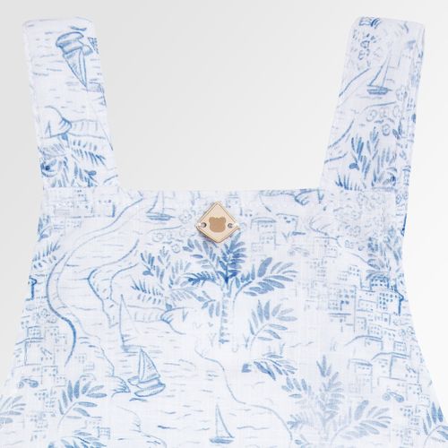 Jardineira de Bebê Masculina Estampa Barcos - AZUL