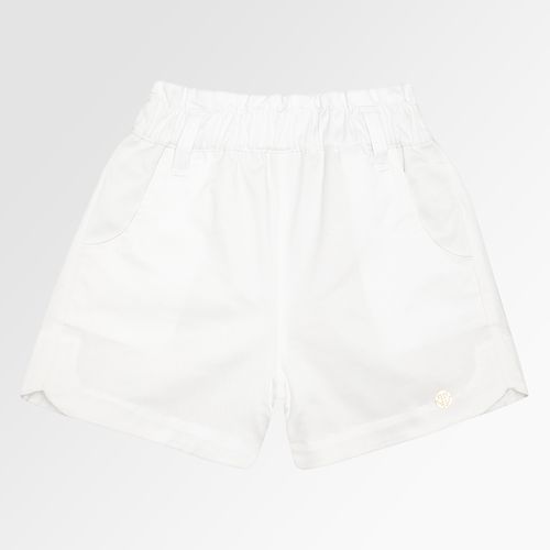 Shorts Infantil Feminino Sarja com Babados - BRANCO