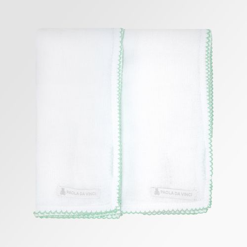 Conjunto Toalha Fralda bordado picueta - BRANCO/VERDE