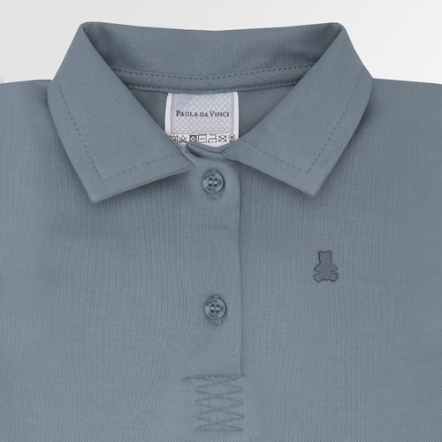 Camiseta Body Polo de Bebê Masculina Manga Curta Piquet Pima - AZUL