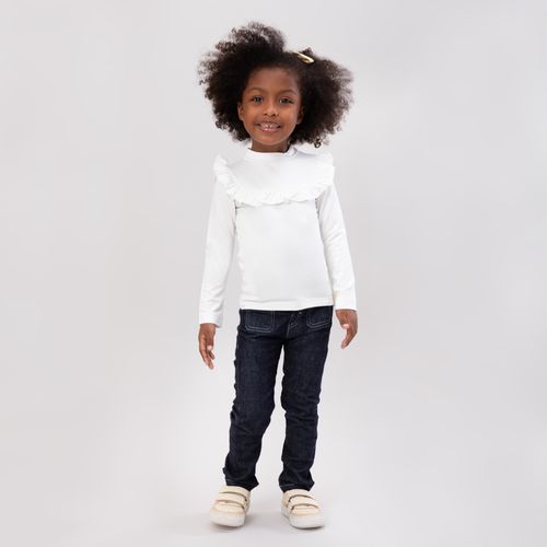 Blusa de Bebê Feminina Manga Longa Malha - OFF WHITE