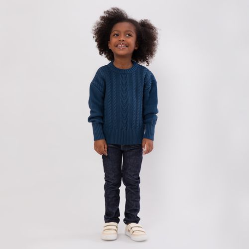 Calça Jeans de Bebê Feminina - AZUL MARINHO