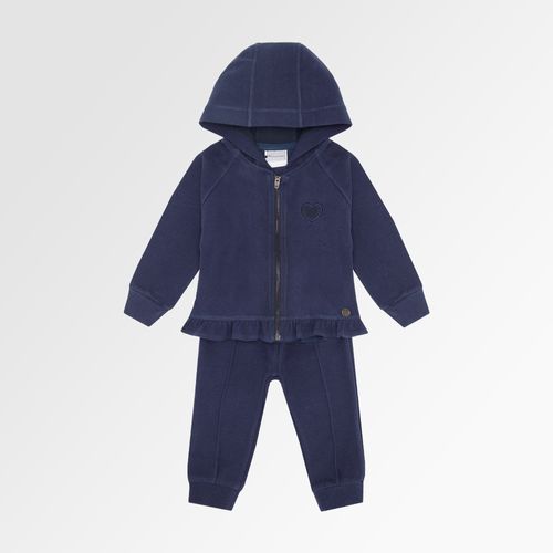 Conjunto de Bebê Feminino Manga Raglan com Babados - AZUL MARINHO