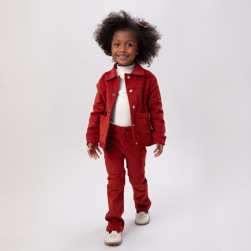 Calça de Bebê Feminina Veludo Flare - BRICK