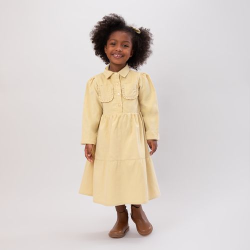 Vestido de Bebê Feminino Veludo com Recortes - CRU