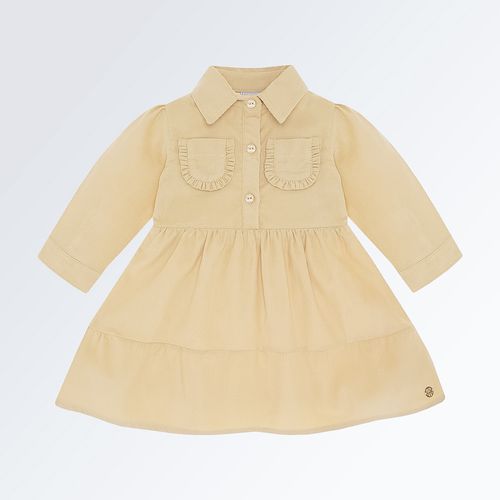 Vestido de Bebê Feminino Veludo com Recortes - CRU