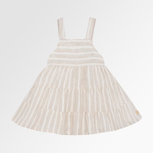 Vestido de Bebê Feminino Listrado com Babados - CRU