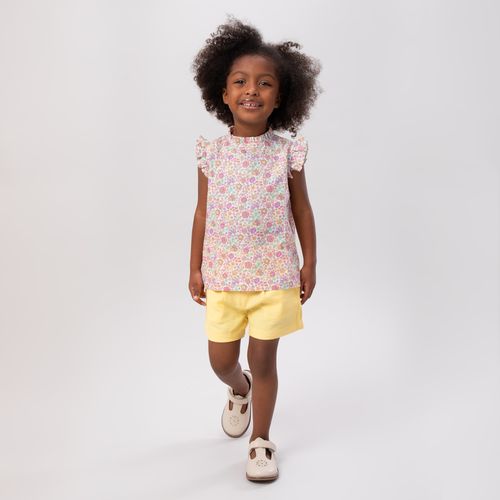 Bata de Bebê Feminina Manga Curta Liberty Fabrics Estampa Encantar - ROSA