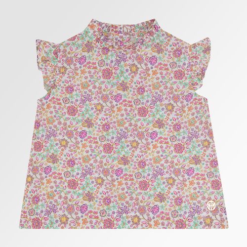 Bata de Bebê Feminina Manga Curta Liberty Fabrics Estampa Encantar - ROSA