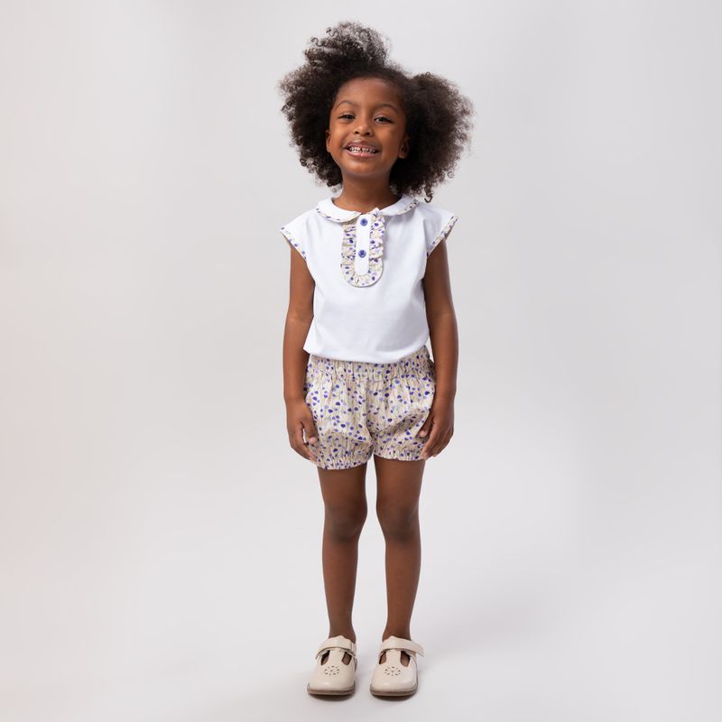 Conjunto de Bebe Feminino Fustao Estampa Tulipas CRU Paola da Vinci