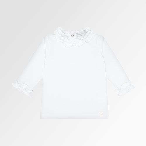 Blusa de Bebê Feminina Manga Longa Cotton Frufru - BRANCO