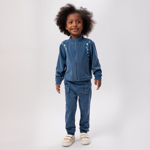Conjunto de Bebê Feminino Plush com Bordado - AZUL
