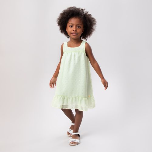 Vestido de Bebê Feminino Poás com Babados - VERDE