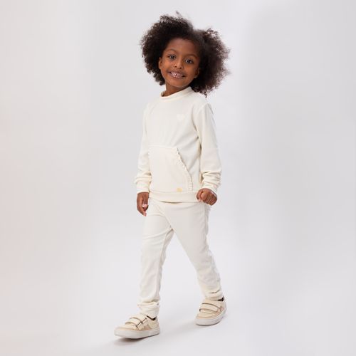 Conjunto de Bebê Feminino Plush com Bolso - OFF WHITE