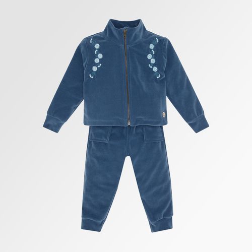 Conjunto de Bebê Feminino Plush com Bordado - AZUL