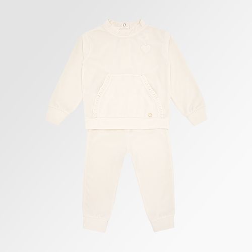Conjunto de Bebê Feminino Plush com Bolso - OFF WHITE