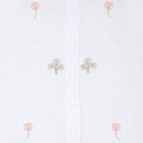 Macacão de Bebê Feminino Curto Puffy Bordado de Flores - BRANCO