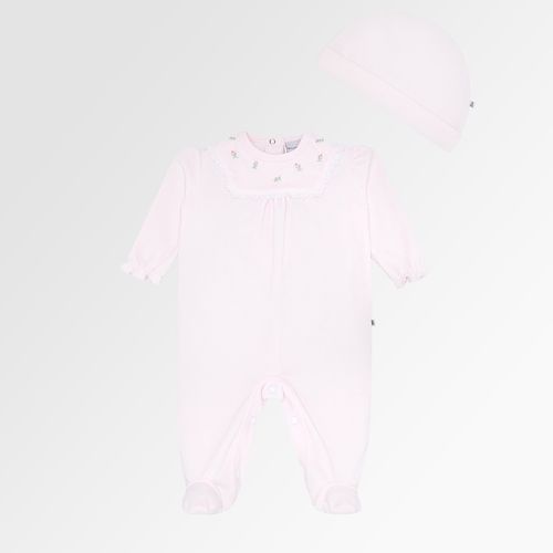 Macacão de Bebê Feminino Longo Plush com Bordado - ROSA BEBE