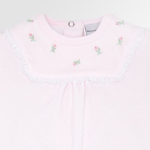 Macacão de Bebê Feminino Longo Plush com Bordado - ROSA BEBE