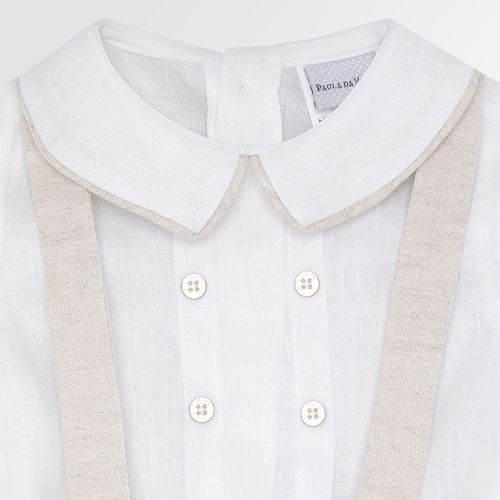 Conjunto de Bebê Masculino Jardineira Puro Linho - KAKI