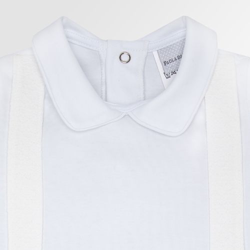 Macacão de Bebê Masculino Longo Egípcio Gold Fio 50 com Jardineira - BRANCO