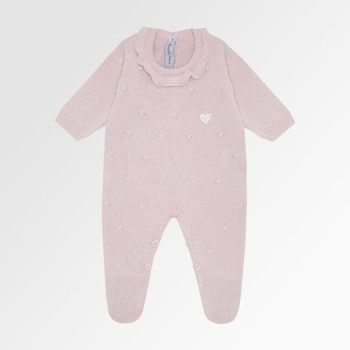 Saída de Maternidade Feminina com Manta Tricot Ponto Pipoca - ROSA PASTEL