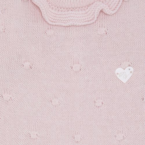 Saída de Maternidade Feminina com Manta Tricot Ponto Pipoca - ROSA PASTEL