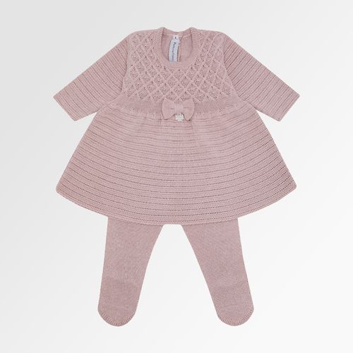 Saída de Maternidade Feminina com Manta Tricot Vestido Losangos - NUDE