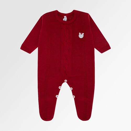 Saída de Maternidade Masculina com Manta Tricot Trança Central - RED NIGHT