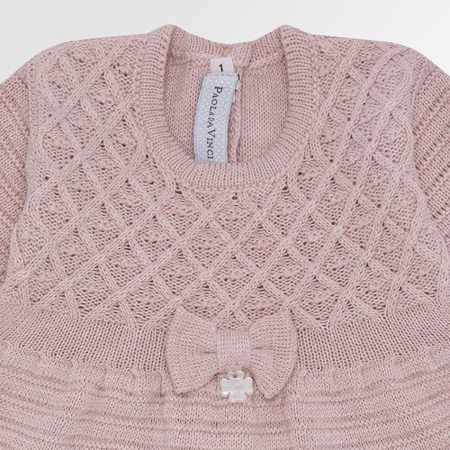 Saída de Maternidade Feminina com Manta Tricot Vestido Losangos - NUDE