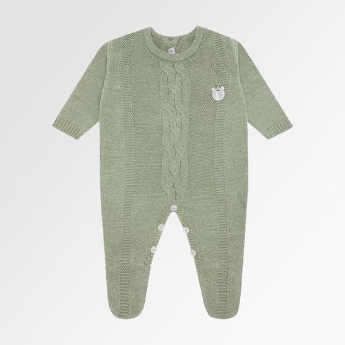Saída de Maternidade Masculina com Manta Tricot Trança Central - VERDE M PLANT