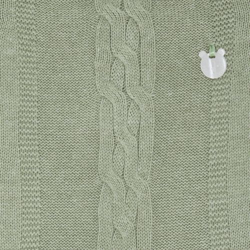 Saída de Maternidade Masculina com Manta Tricot Trança Central - VERDE M PLANT