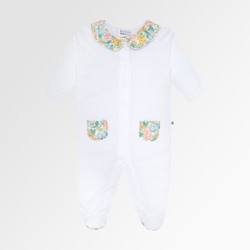 Macacão de Bebê Feminino Longo Egípcio Gold Fio 50 Liberty - BRANCO