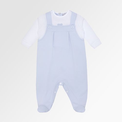 Macacão de Bebê Masculino Longo Egípcio Gold Fio 50 com Jardineira - AZUL BEBE