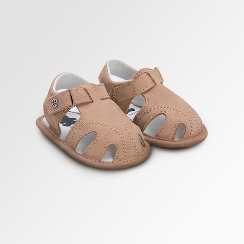 Sandália de Bebê Masculina Couro com Recortes - AMENDOA