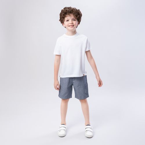Camiseta Infantil Masculina Manga Curta Malhão - OFF WHITE