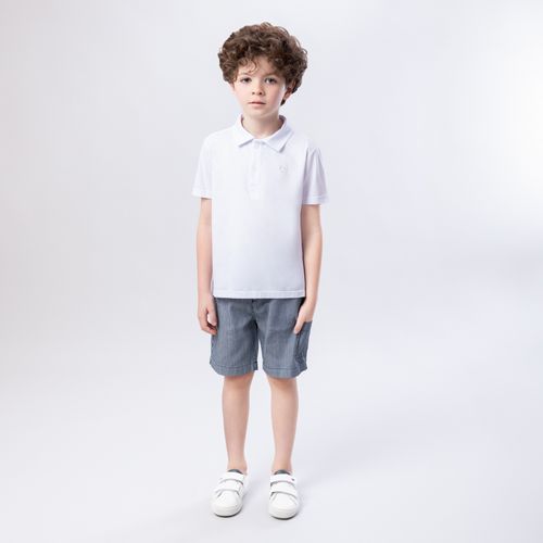 Bermuda Infantil Masculina Listrada Denim - AZUL MARINHO