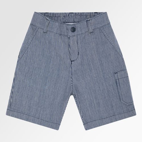 Bermuda Infantil Masculina Listrada Denim - AZUL MARINHO