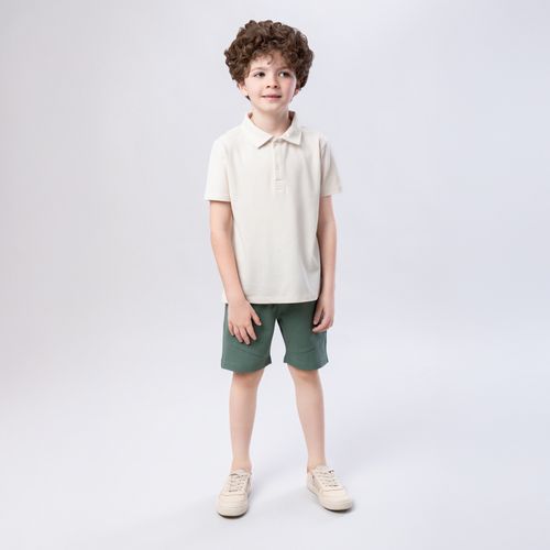 Camiseta Polo Infantil Masculina Manga Curta Piquet - AREIA