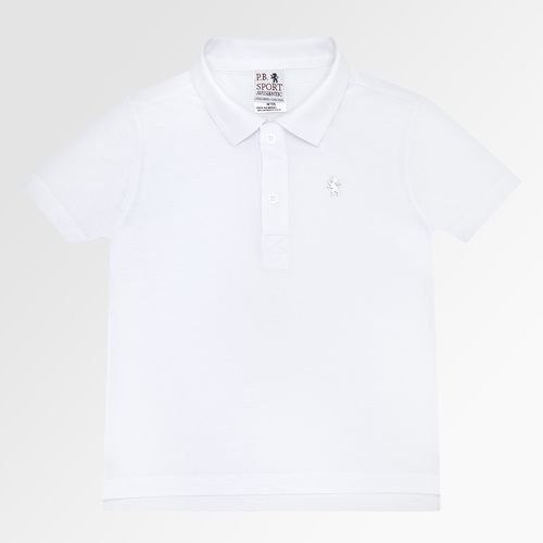 Camiseta Polo Infantil Masculina Manga Curta Malha Pima - BRANCO