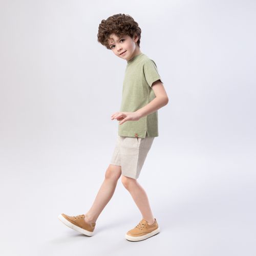 Bermuda Infantil Masculina Puro Linho com Bolso - NATURAL