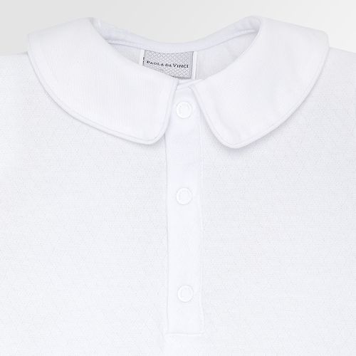 Macacão de Bebê Masculino Curto Dadinho com Gola - BRANCO