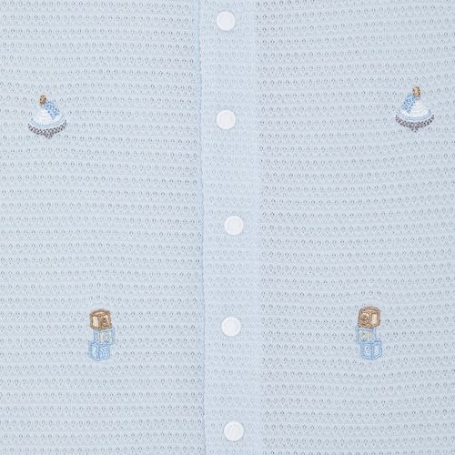 Macacão de Bebê Masculino Curto Tricot Jetty Bordado Brinquedos - AZUL BEBE