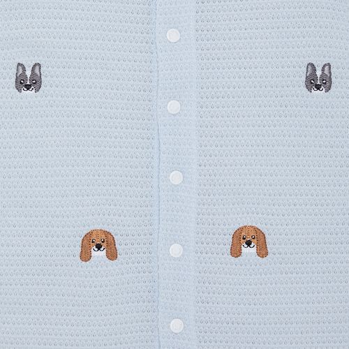 Macacão de Bebê Masculino Curto Tricot Jetty Bordado Cachorrinhos - AZUL BEBE