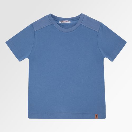 Camiseta Infantil Masculina Manga Curta Malha com Recorte - AZUL