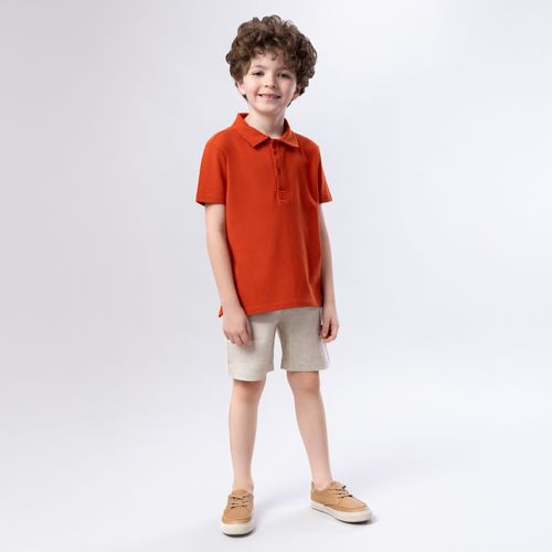 Camiseta Polo Infantil Masculina Manga Curta Piquet - BRICK