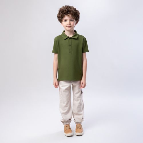 Calça Infantil Masculina com Elástico na Barra - KAKI