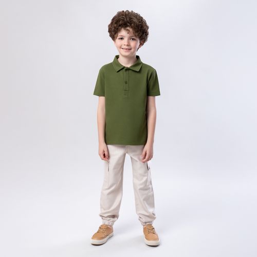 Camiseta Polo Infantil Masculina Manga Curta Piquet - VERDE
