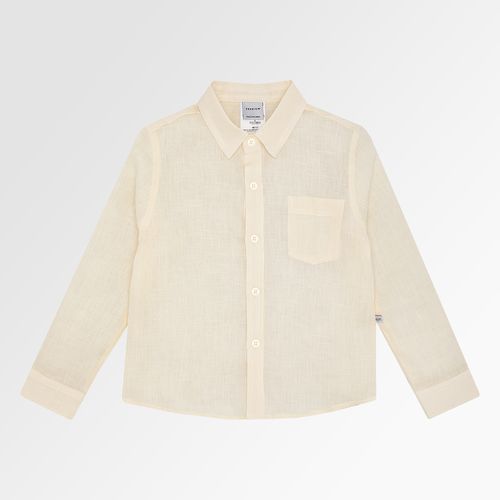 Camisa Infantil Masculina Manga Longa Puro Linho com Bolso - AMARELO