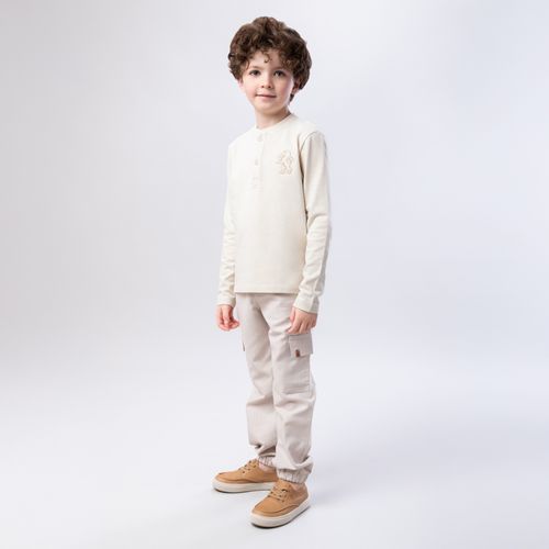 Camiseta Malhão Infantil Masculina Manga Longa - OFF WHITE